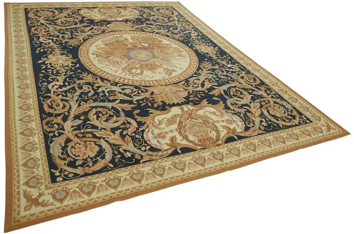 Aubusson Eskitme Bej Pamuk Üzerine Yün El Dokuma Halı-270x378 - Görsel 2