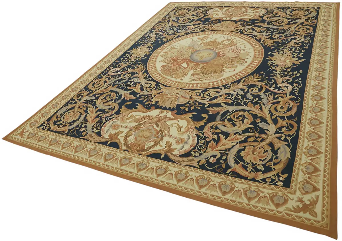 Aubusson Eskitme Bej Pamuk Üzerine Yün El Dokuma Halı-270x378 - Görsel 3