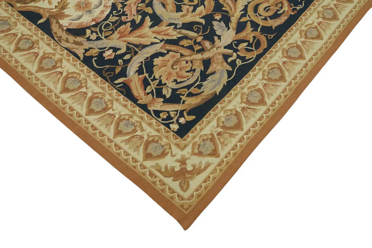 Aubusson Eskitme Bej Pamuk Üzerine Yün El Dokuma Halı-270x378 - Görsel 4