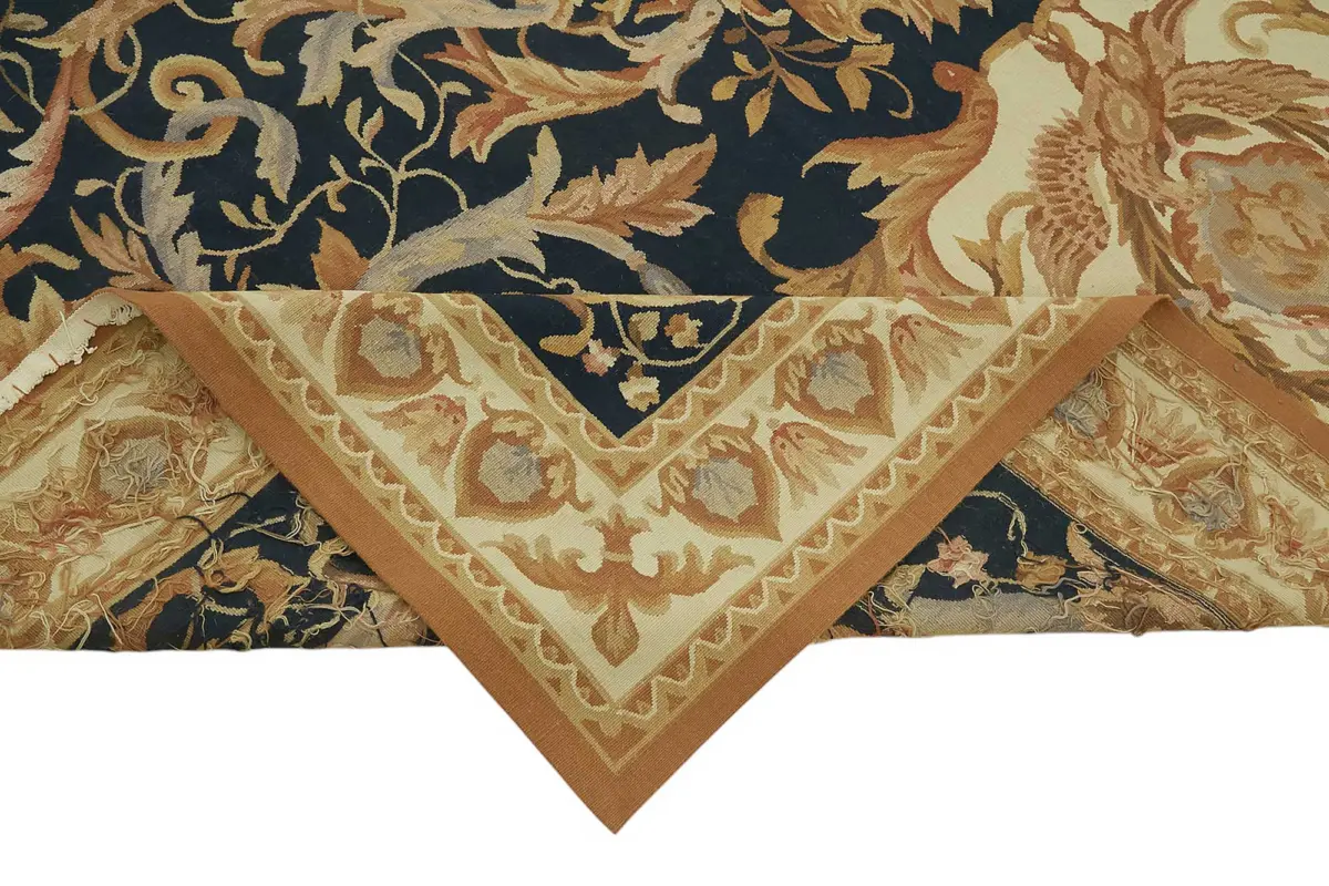 Aubusson Eskitme Bej Pamuk Üzerine Yün El Dokuma Halı-270x378 - Görsel 6