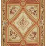 Aubusson Eskitme Bej Pamuk Üzerine Yün El Dokuma Halı-235x336