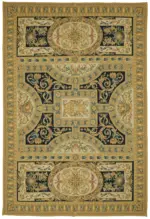 Aubusson Eskitme Bej Pamuk Üzerine Yün El Dokuma Halı-297x448