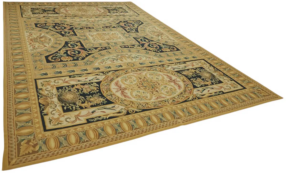 Aubusson Eskitme Bej Pamuk Üzerine Yün El Dokuma Halı-297x448 - Görsel 2