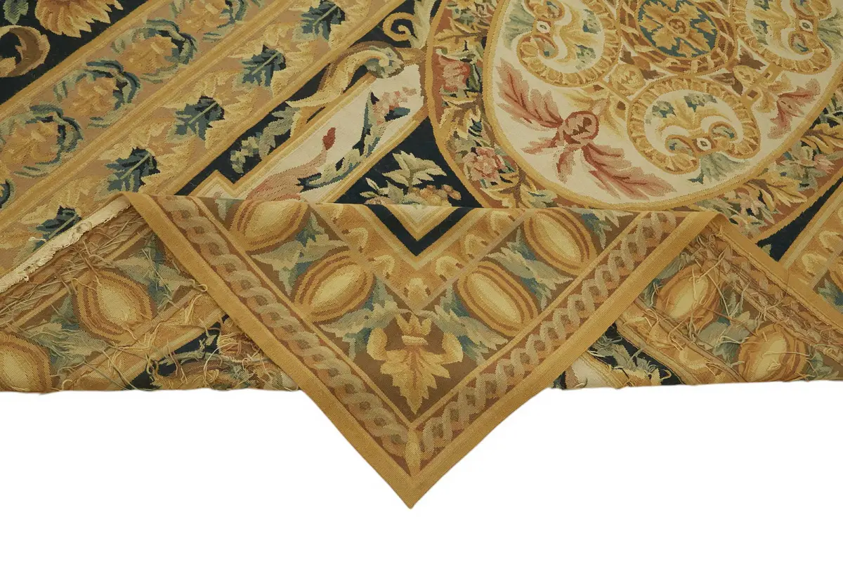 Aubusson Eskitme Bej Pamuk Üzerine Yün El Dokuma Halı-297x448 - Görsel 6