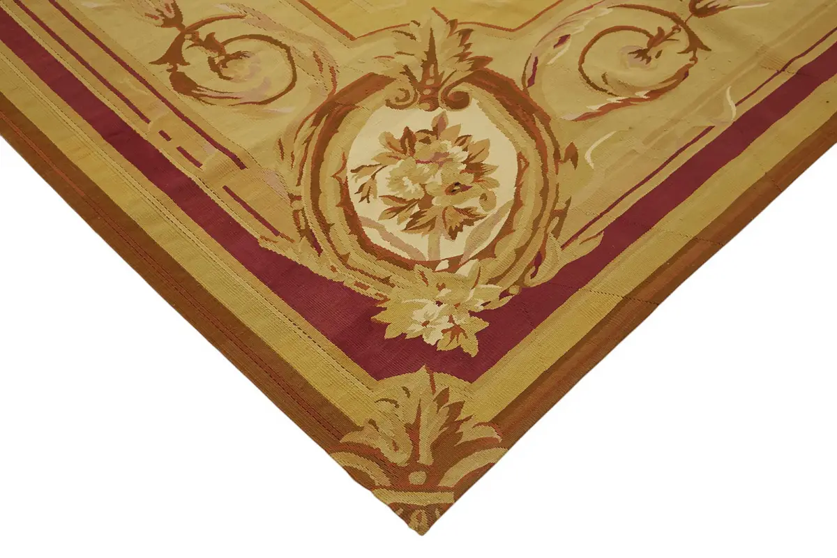 Aubusson Eskitme Bej Pamuk Üzerine Yün El Dokuma Halı-262x358 - Görsel 4