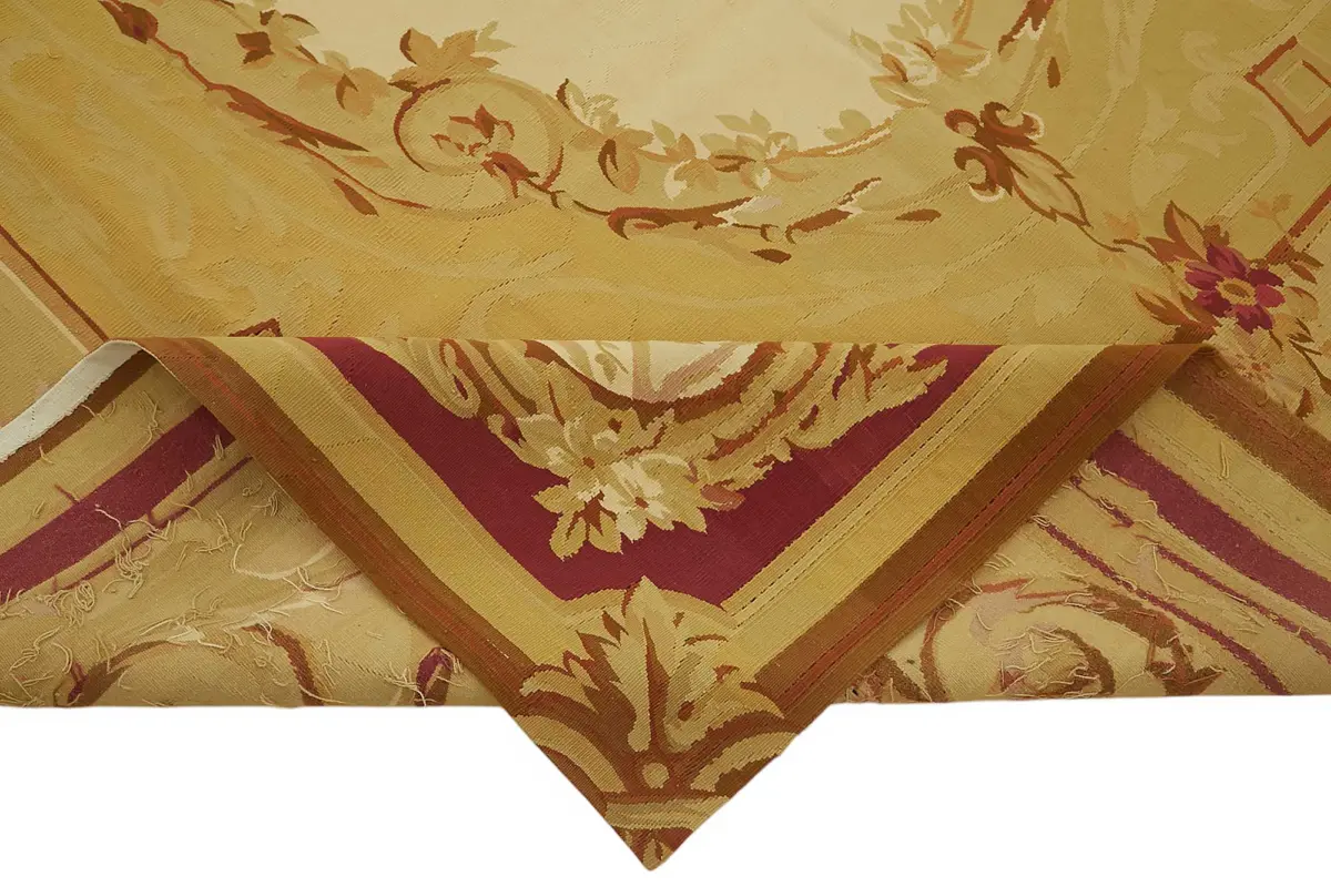 Aubusson Eskitme Bej Pamuk Üzerine Yün El Dokuma Halı-262x358 - Görsel 6