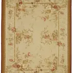 Aubusson Eskitme Bej Pamuk Üzerine Yün El Dokuma Halı-279x366