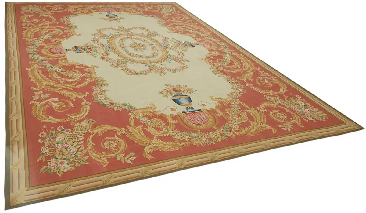 Aubusson Eskitme Bej Pamuk Üzerine Yün El Dokuma Halı-298x431 - Görsel 2