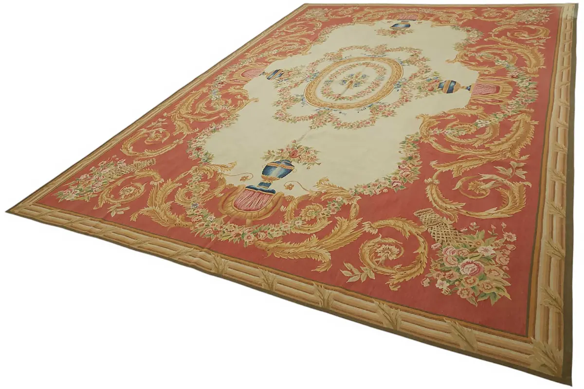 Aubusson Eskitme Bej Pamuk Üzerine Yün El Dokuma Halı-298x431 - Görsel 3