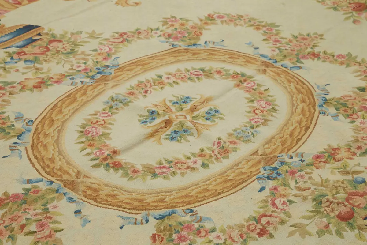 Aubusson Eskitme Bej Pamuk Üzerine Yün El Dokuma Halı-298x431 - Görsel 5