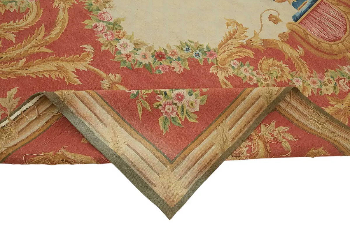 Aubusson Eskitme Bej Pamuk Üzerine Yün El Dokuma Halı-298x431 - Görsel 6