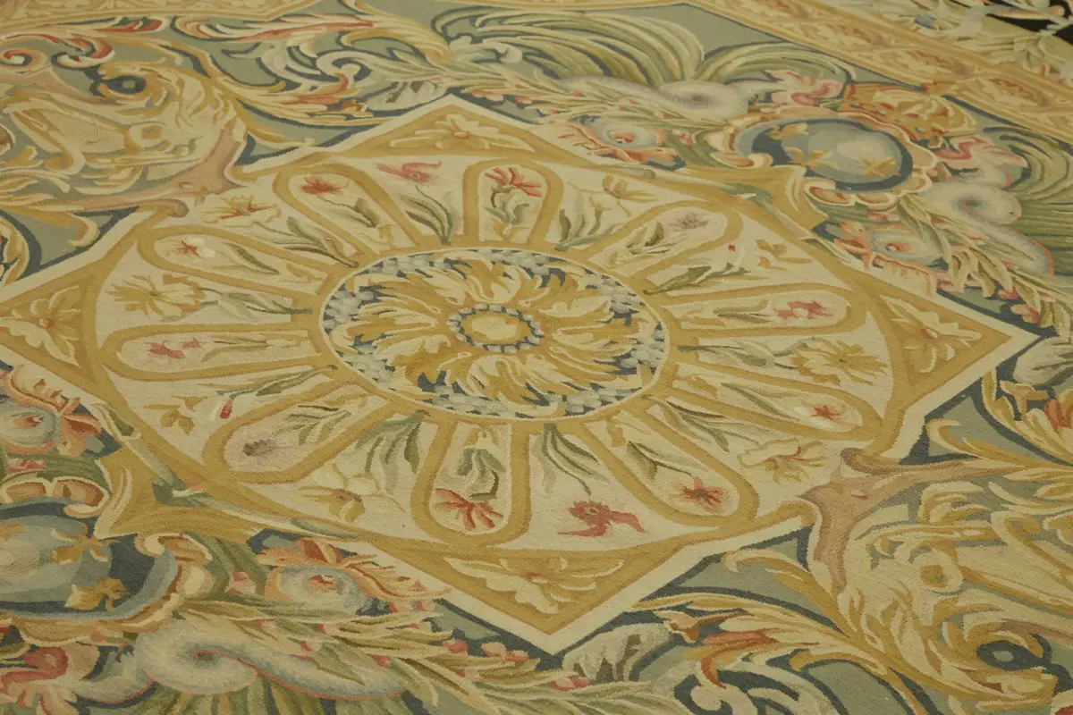 Aubusson Eskitme Bej Pamuk Üzerine Yün El Dokuma Halı-370x446 - Görsel 5