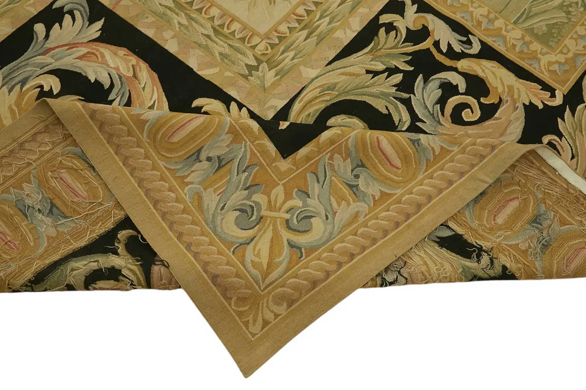 Aubusson Eskitme Bej Pamuk Üzerine Yün El Dokuma Halı-370x446 - Görsel 6