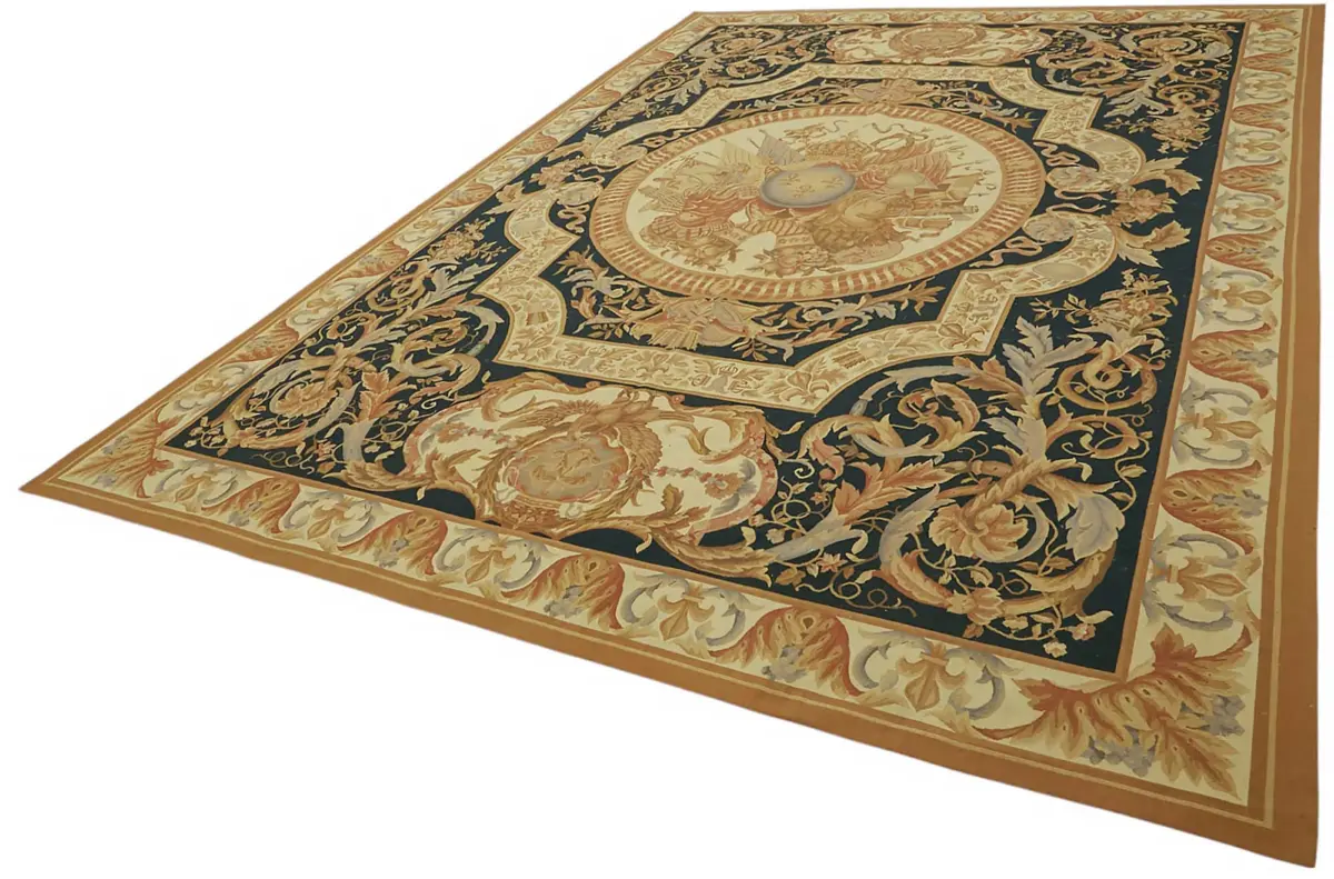 Aubusson Eskitme Bej Pamuk Üzerine Yün El Dokuma Halı-304x433 - Görsel 3