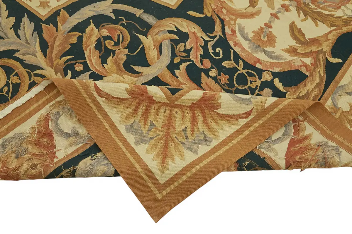 Aubusson Eskitme Bej Pamuk Üzerine Yün El Dokuma Halı-304x433 - Görsel 6