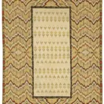 Aubusson Eskitme Bej Pamuk Üzerine Yün El Dokuma Halı-196x311