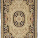 Aubusson Eskitme Bej Pamuk Üzerine Yün El Dokuma Halı-272x368