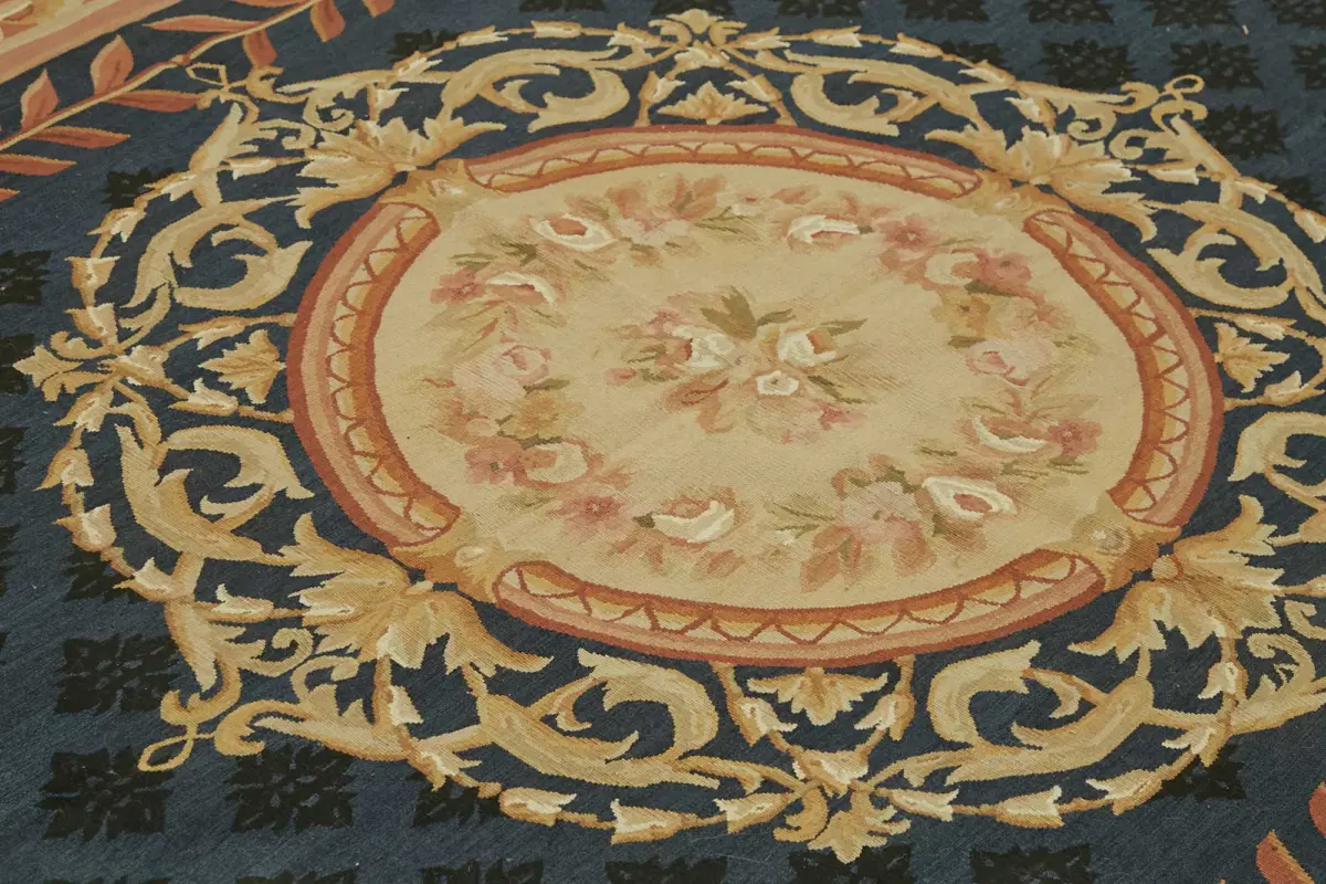 Aubusson Eskitme Bej Pamuk Üzerine Yün El Dokuma Halı-274x375 - Görsel 5