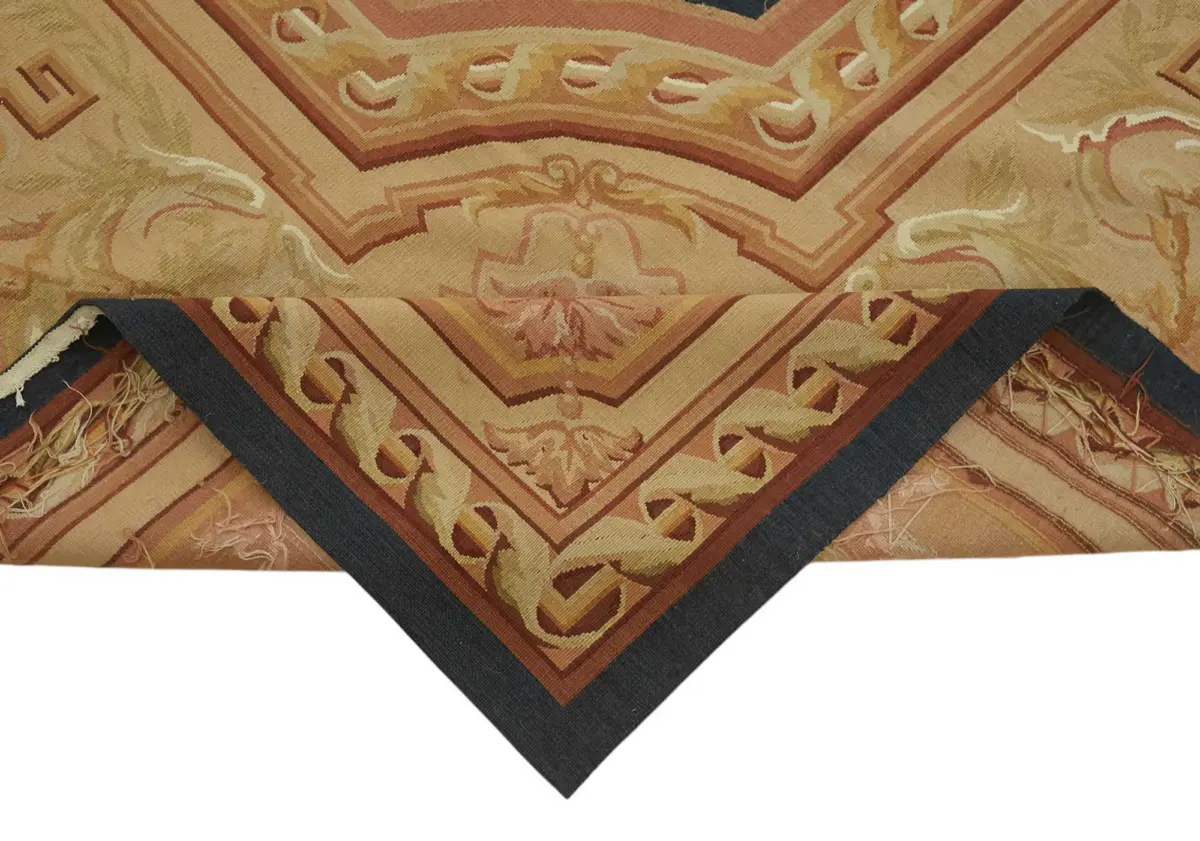 Aubusson Eskitme Bej Pamuk Üzerine Yün El Dokuma Halı-274x375 - Görsel 6