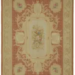 Aubusson Eskitme Bej Pamuk Üzerine Yün El Dokuma Halı-295x431