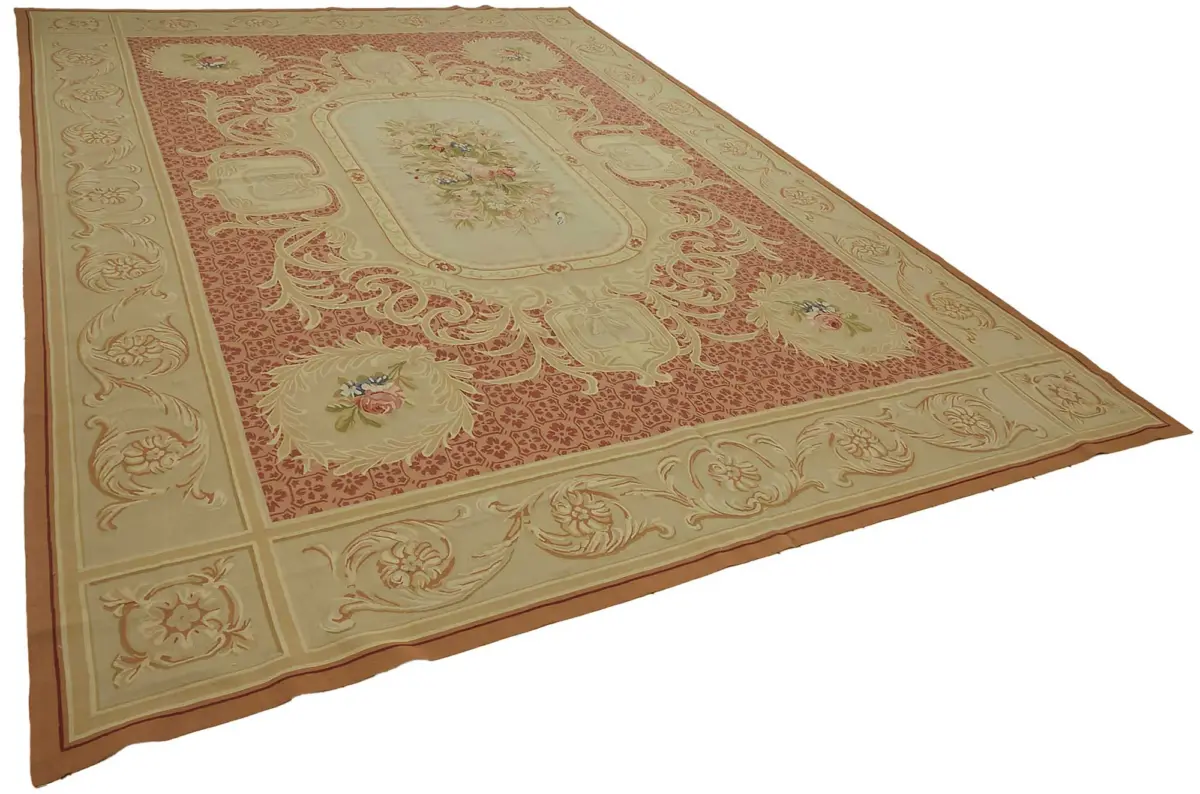 Aubusson Eskitme Bej Pamuk Üzerine Yün El Dokuma Halı-295x431 - Görsel 2