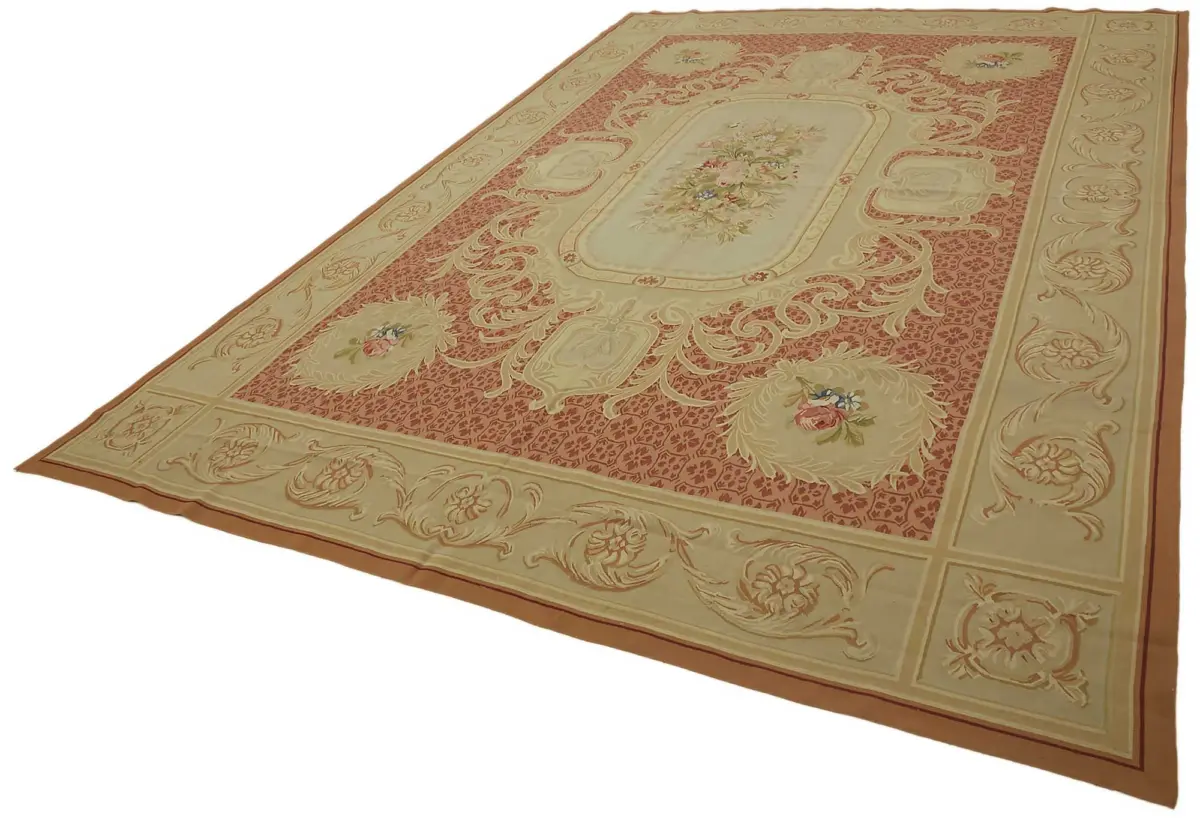 Aubusson Eskitme Bej Pamuk Üzerine Yün El Dokuma Halı-295x431 - Görsel 3