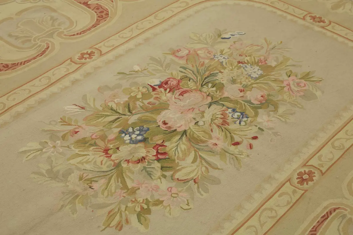 Aubusson Eskitme Bej Pamuk Üzerine Yün El Dokuma Halı-295x431 - Görsel 5