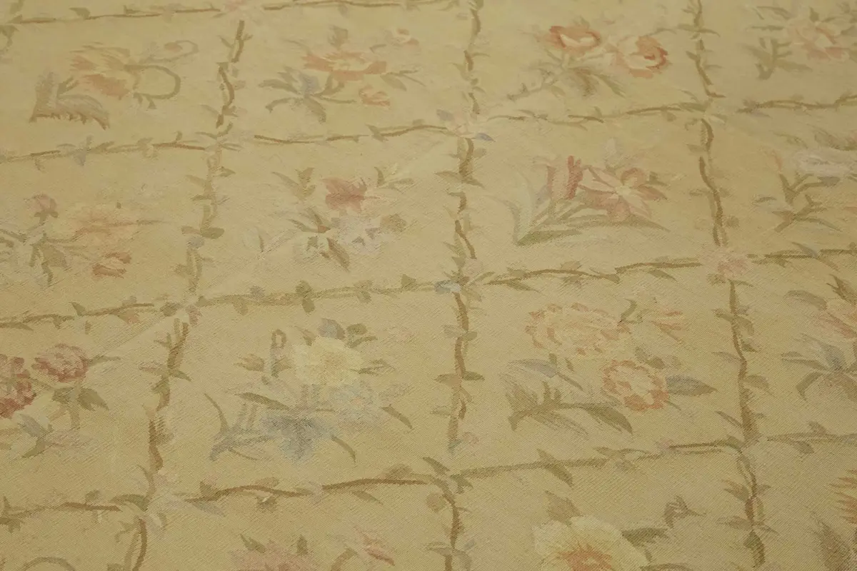 Aubusson Eskitme Bej Pamuk Üzerine Yün El Dokuma Halı-272x360 - Görsel 5