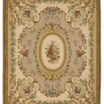 Aubusson Eskitme Bej Pamuk Üzerine Yün El Dokuma Halı-263x334