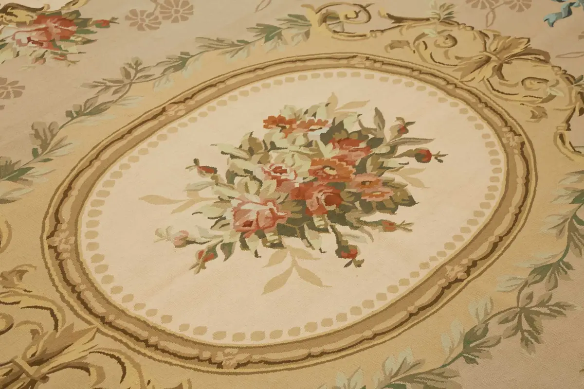 Aubusson Eskitme Bej Pamuk Üzerine Yün El Dokuma Halı-263x334 - Görsel 5