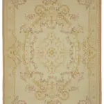 Aubusson Eskitme Bej Pamuk Üzerine Yün El Dokuma Halı-301x440