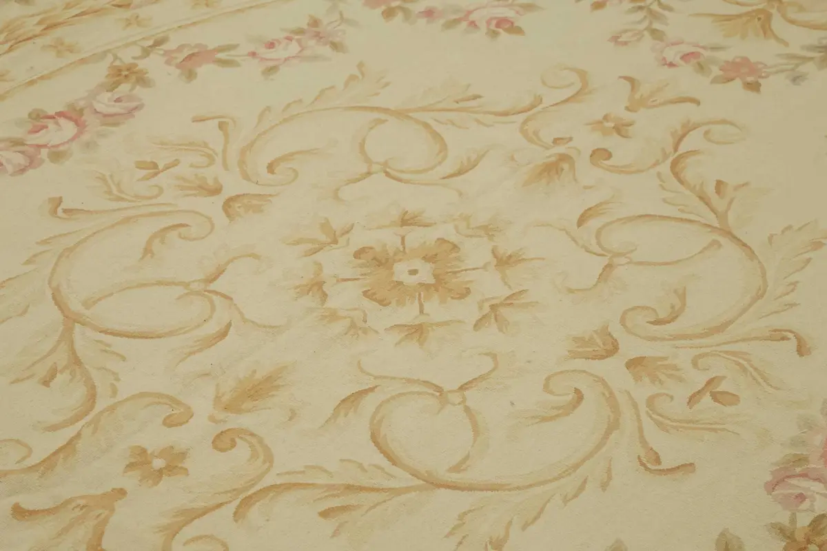 Aubusson Eskitme Bej Pamuk Üzerine Yün El Dokuma Halı-301x440 - Görsel 5