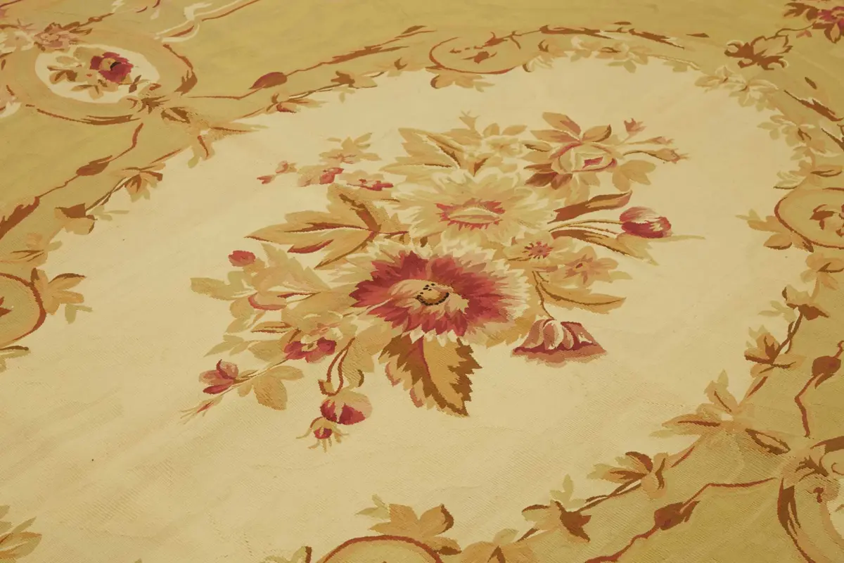 Aubusson Eskitme Bej Pamuk Üzerine Yün El Dokuma Halı-260x360 - Görsel 5