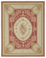 Aubusson Eskitme Bej Pamuk Üzerine Yün El Dokuma Halı-240x310