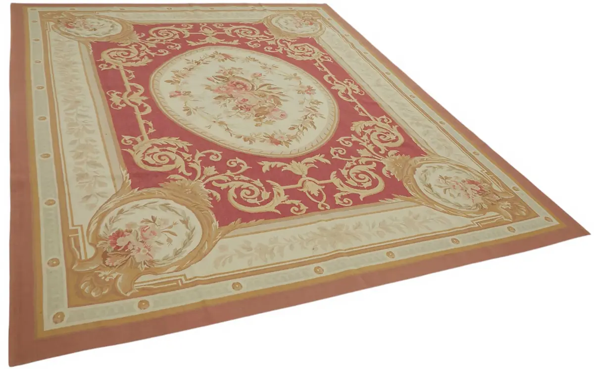 Aubusson Eskitme Bej Pamuk Üzerine Yün El Dokuma Halı-240x310 - Görsel 2