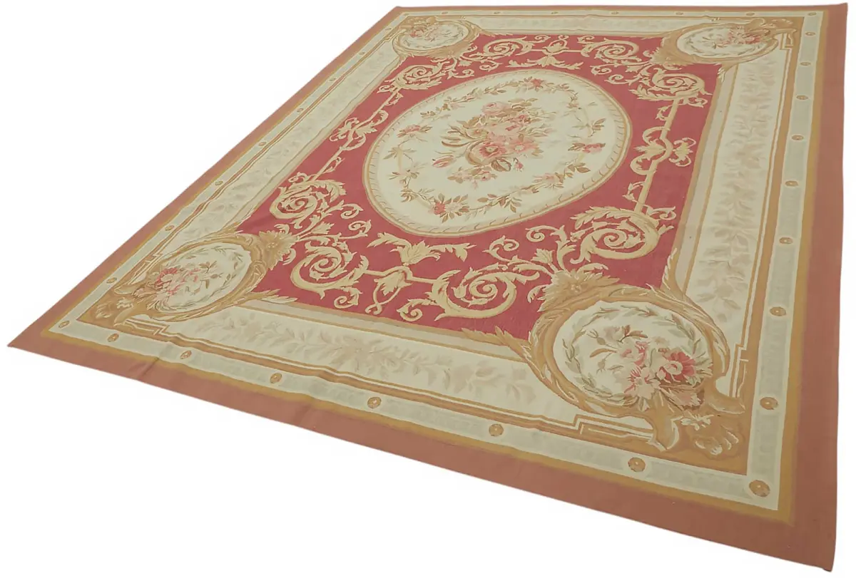 Aubusson Eskitme Bej Pamuk Üzerine Yün El Dokuma Halı-240x310 - Görsel 3