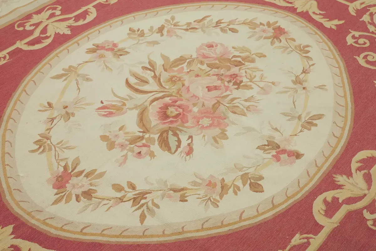 Aubusson Eskitme Bej Pamuk Üzerine Yün El Dokuma Halı-240x310 - Görsel 5