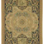 Aubusson Eskitme Bej Pamuk Üzerine Yün El Dokuma Halı-240x312