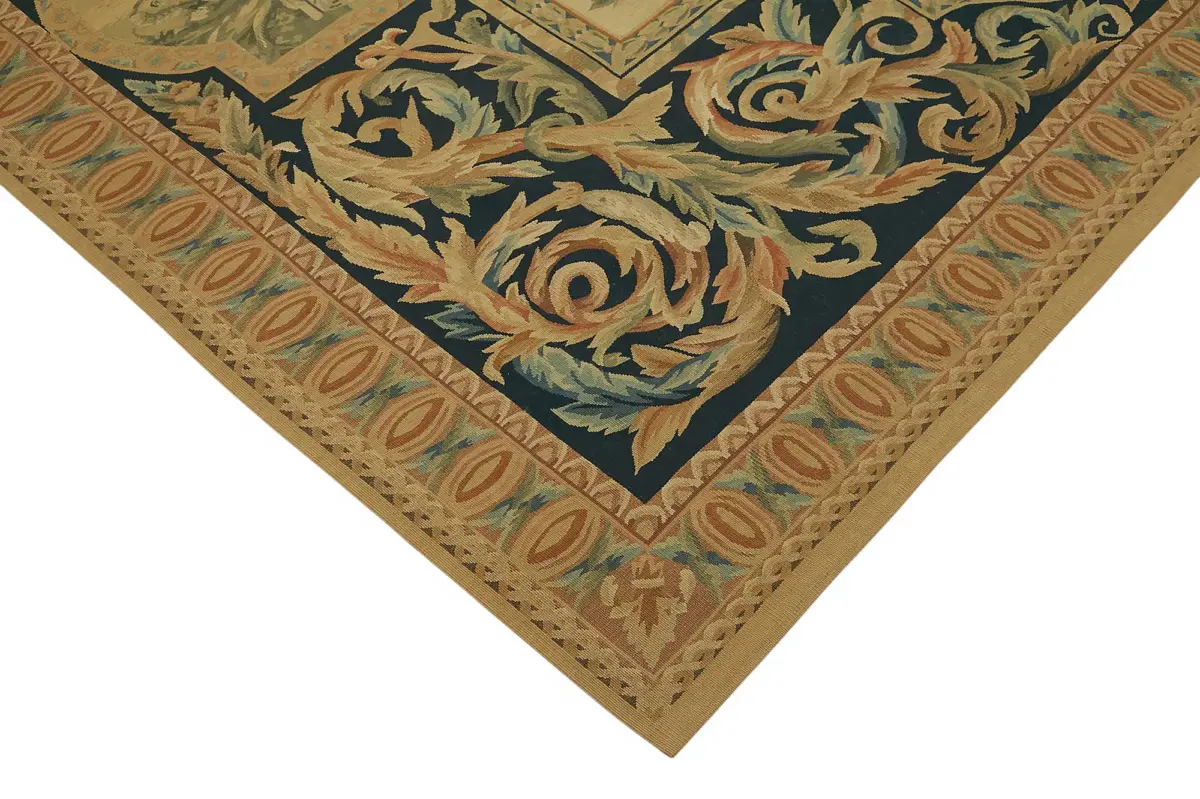 Aubusson Eskitme Bej Pamuk Üzerine Yün El Dokuma Halı-240x312 - Görsel 4