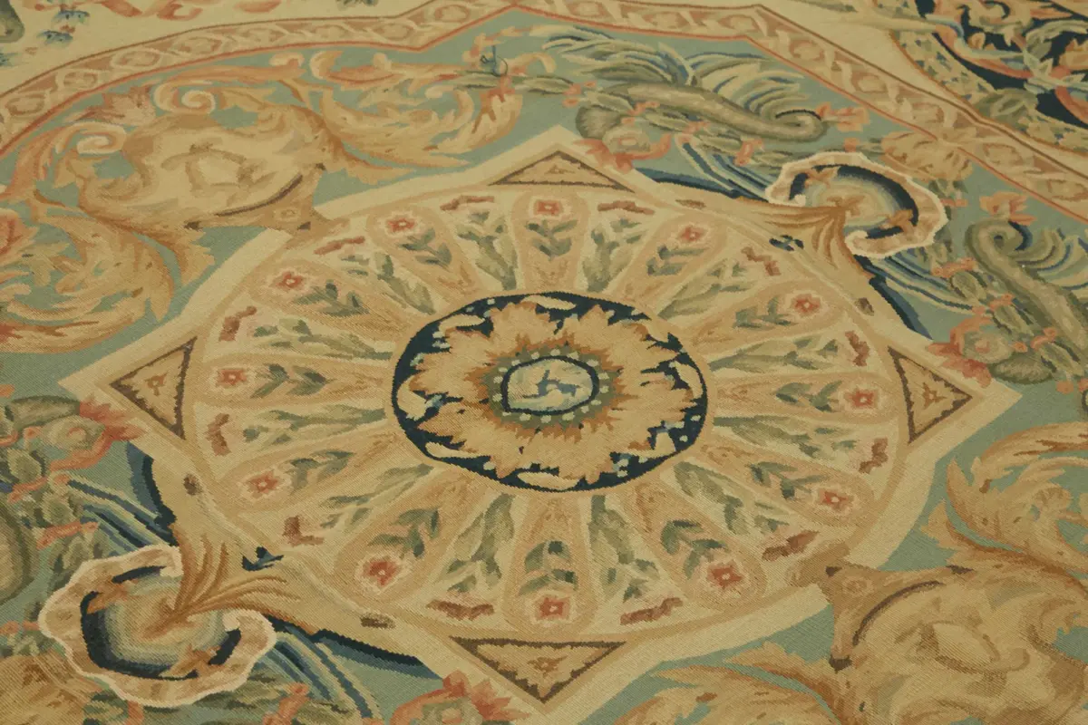 Aubusson Eskitme Bej Pamuk Üzerine Yün El Dokuma Halı-240x312 - Görsel 5