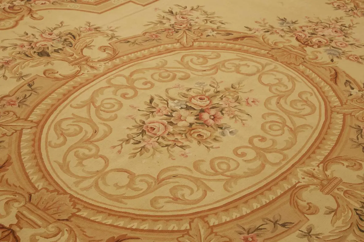 Aubusson Eskitme Bej Pamuk Üzerine Yün El Dokuma Halı-300x428 - Görsel 5