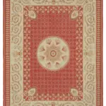 Aubusson Eskitme Bej Pamuk Üzerine Yün El Dokuma Halı-270x373