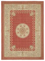 Aubusson Eskitme Bej Pamuk Üzerine Yün El Dokuma Halı-270x373