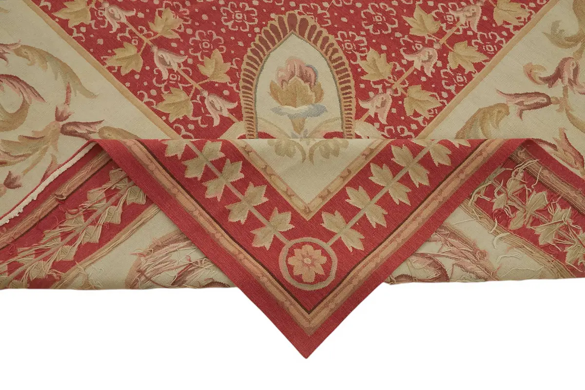 Aubusson Eskitme Bej Pamuk Üzerine Yün El Dokuma Halı-270x373 - Görsel 6