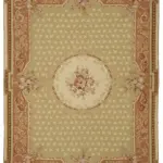 Aubusson Eskitme Bej Pamuk Üzerine Yün El Dokuma Halı-272x348