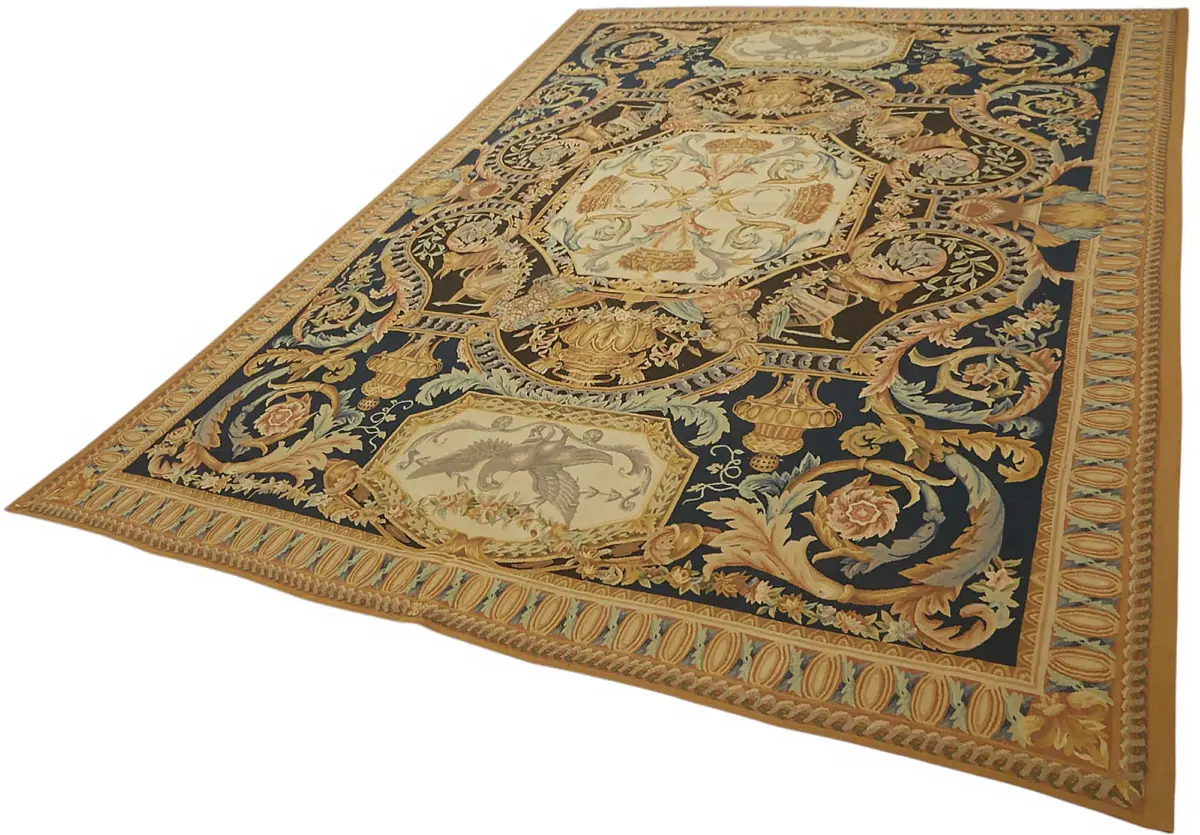 Aubusson Eskitme Bej Pamuk Üzerine Yün El Dokuma Halı-271x377 - Görsel 3