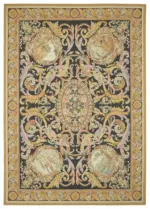 Aubusson Eskitme Bej Pamuk Üzerine Yün El Dokuma Halı-296x426