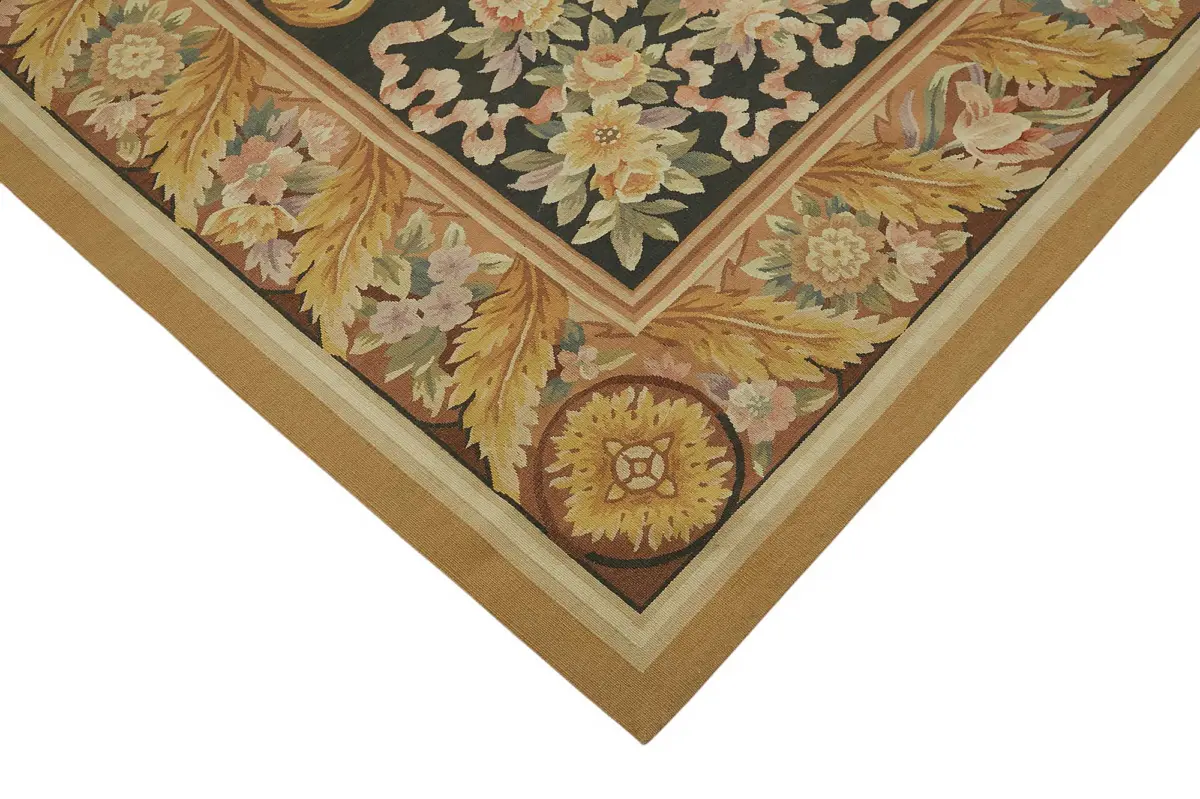 Aubusson Eskitme Bej Pamuk Üzerine Yün El Dokuma Halı-296x426 - Görsel 4