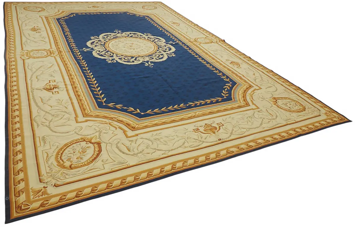 Aubusson Eskitme Bej Pamuk Üzerine Yün El Dokuma Halı-304x457 - Görsel 2