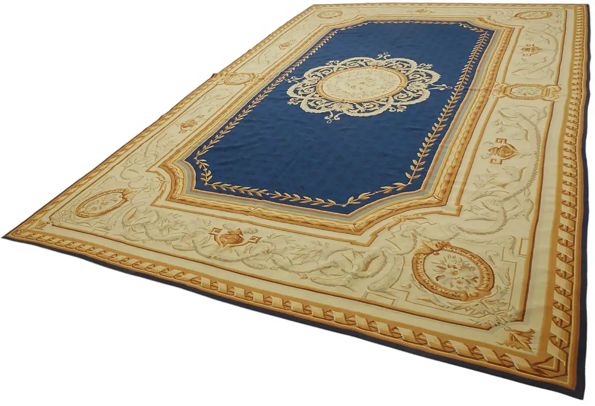 Aubusson Eskitme Bej Pamuk Üzerine Yün El Dokuma Halı-304x457 - Görsel 3